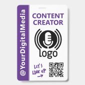 Moderne Content Creator Netwerker-ID Paarse Pas Badge (Voorzijde)
