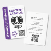 Moderne Content Creator Netwerker-ID Paarse Pas Badge (Voor- en achterkant)