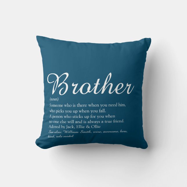 Moderne Cool Blau Werelds Beste Broer Definitie Kussen (Voorkant)