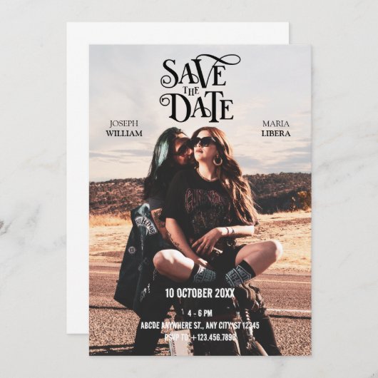 Moderne Cool bruiloft foto Save The Date (Voorkant / Achterkant)