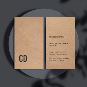 Moderne Cool Kraft Paper (gedrukt) zwart monogram Visitekaartje