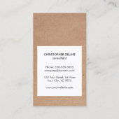 Moderne Cool Kraft Paper White Consultant Visitekaartje (Voorkant)