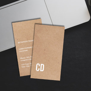 Moderne Cool Kraft Paper White Monogram Consultant Visitekaartje