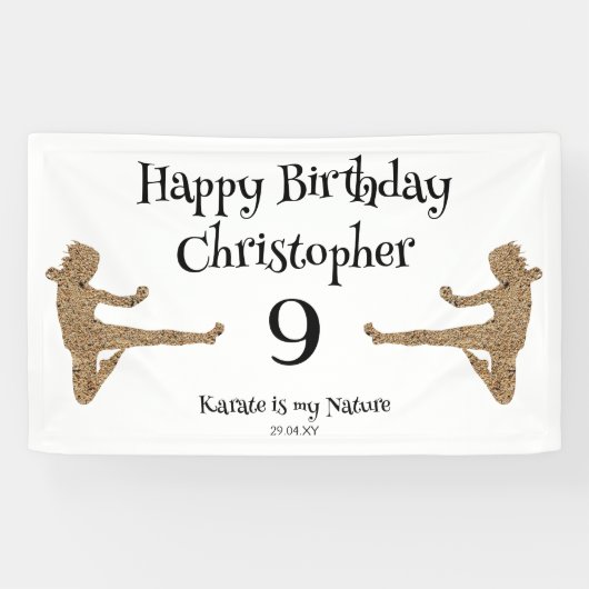 Moderne Cool Martial Arts Karate Kids Verjaardag Spandoek (Horizontaal)