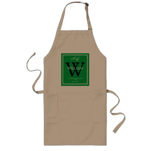 Moderne Cool Monogram Chef's NAME maakt geweldig e Lang Schort