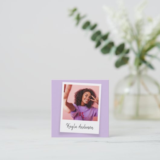 Moderne Cool Trendy Simple Script-foto Vierkante Visitekaartje (Staand voorkant)