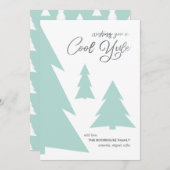 Moderne Cool Yule Script Mint Green Trees Feestdagenkaart (Voorkant / Achterkant)