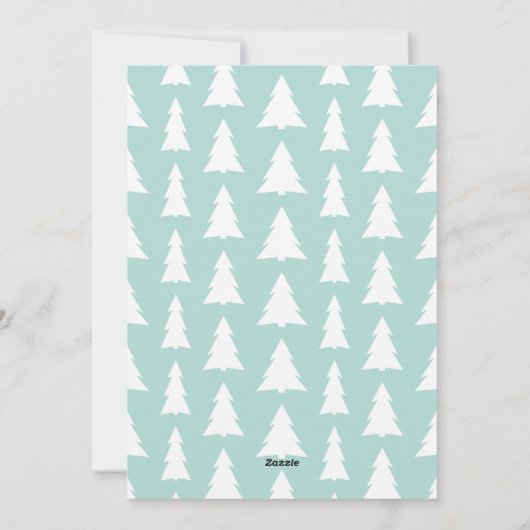 Moderne Cool Yule Script Mint Green Trees Feestdagenkaart (Achterkant)