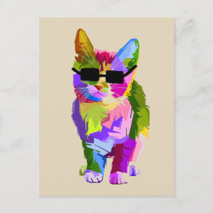 Moderne, coole pop art kitty kat briefkaart