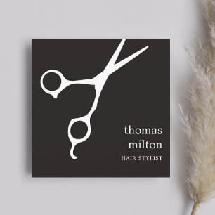 Moderne coole Simple Black White Hair Stylist Vierkante Visitekaartje