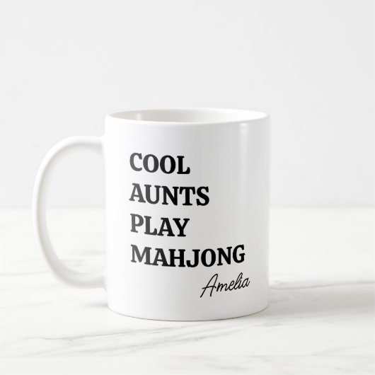 Moderne Coole Tantes Spelen Mahjong Naam Citaat Koffiemok (Links)