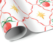 Moderne Coquette Kerstbal Sterrenpatroon Cadeaupapier (Rol Hoek)