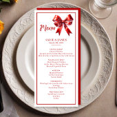 Moderne Coquette Red Bow Wedding Menu