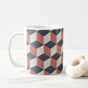 Moderne Coral Blue Geometric Pattern Koffiemok