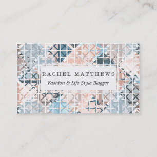 Moderne Coral Geometric Square Shape Pattern Visitekaartje