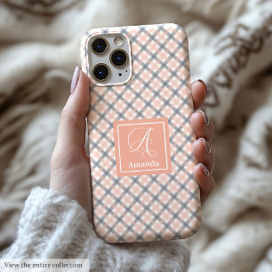 Moderne Coral Grey iPhone Hoesje Heldere naam Acce