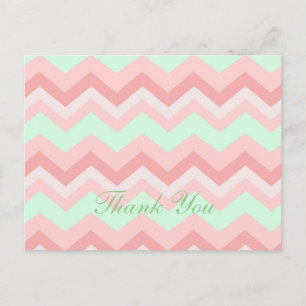 Moderne Coral Mint Chevron bruiloft Bedankt Briefkaart