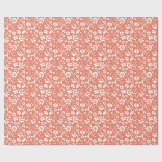 Moderne Coral Peach Spring Flower Pattern Cadeaupapier (Vlak)