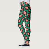 Moderne Coral Pink Black Green Leopard Animal Prin Leggings (Links)