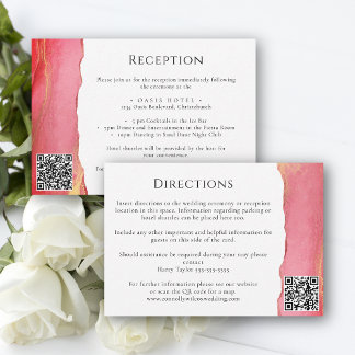 Moderne Coral Pink Wedding Information Kaart