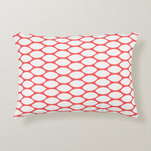 Moderne Coral Red White Pattern Accent Pillow Kussen