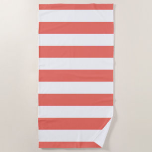 Moderne Coral White Striped Pattern Strandlaken