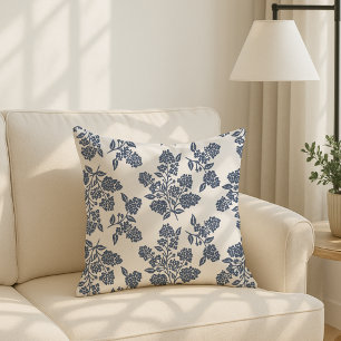 Moderne Cottage-stijl, stoffig blauwe bloem Kussen