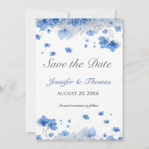 Moderne Cottagecore Zachte Blauwe Wilde Bloemen Br Save The Date