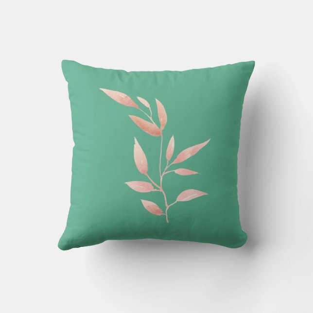 Moderne coussin décoratif aux feuilles botaniques  (Verso)