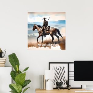 Moderne Cowboy Paardrijden Poster