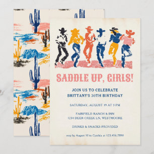Moderne cowgirls dansen volwassen 30e verjaardagsf kaart