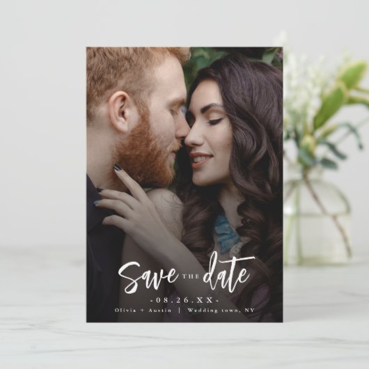 Moderne CPU-script minimaliseer de datum Save The Date (Staand voorkant)