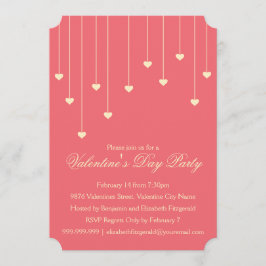 Moderne Cream Hearts op de partij voor koraalrode Kaart