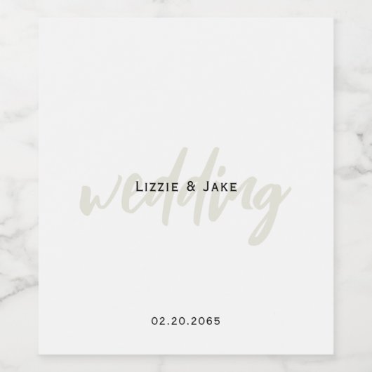 Moderne Cream & White Simple Custom Wedding Wijn Etiket (Enkel label)