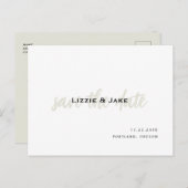 Moderne Cream & White Simple Wedding Save the Date Briefkaart (Voorkant / Achterkant)