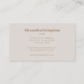 Moderne Creative Abstract Beige Tan Professional Visitekaartje (Achterkant)