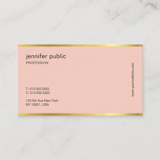 Moderne Creative Blush Pink Gold Professional Plai Visitekaartje (Voorkant)