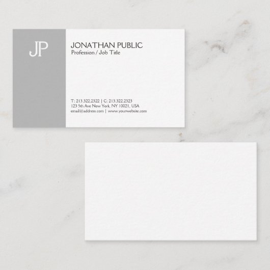 Moderne Creative Monogram Clean Plain Visitekaartje (Voorkant / Achterkant)