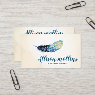 Moderne Creative Writer Feather Logo Visitekaartje