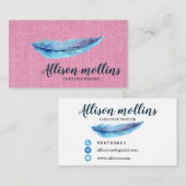 Moderne Creative Writer Feather Logo Visitekaartje (Voorkant / Achterkant)