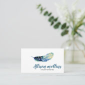 Moderne Creative Writer Feather Logo Visitekaartje (Staand voorkant)