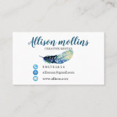 Moderne Creative Writer Feather Logo Visitekaartje (Achterkant)