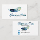 Moderne Creative Writer Feather Logo Visitekaartje (Voorkant / Achterkant)
