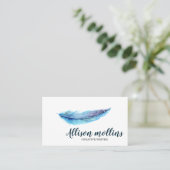 Moderne Creative Writer Feather Logo Visitekaartje (Staand voorkant)