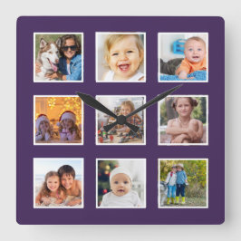 Moderne Creëer Uw Aangepaste Foto Collage Vierkante Klok