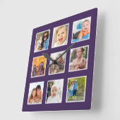 Moderne Creëer Uw Aangepaste Foto Collage Vierkante Klok (Hoek)