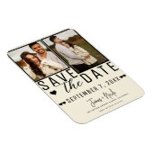 Moderne Crème Bewaar de Datum 2 Foto Bruiloft Magneet (Rechterzijde)