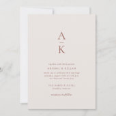 Moderne Crème Bruin Monogram Aarde Toon bruiloft Kaart (Voorkant)
