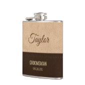 Moderne crème en bruin leder heupfles (Links)