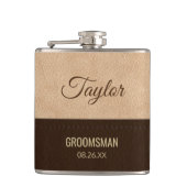 Moderne crème en bruin leder heupfles (Voorkant)